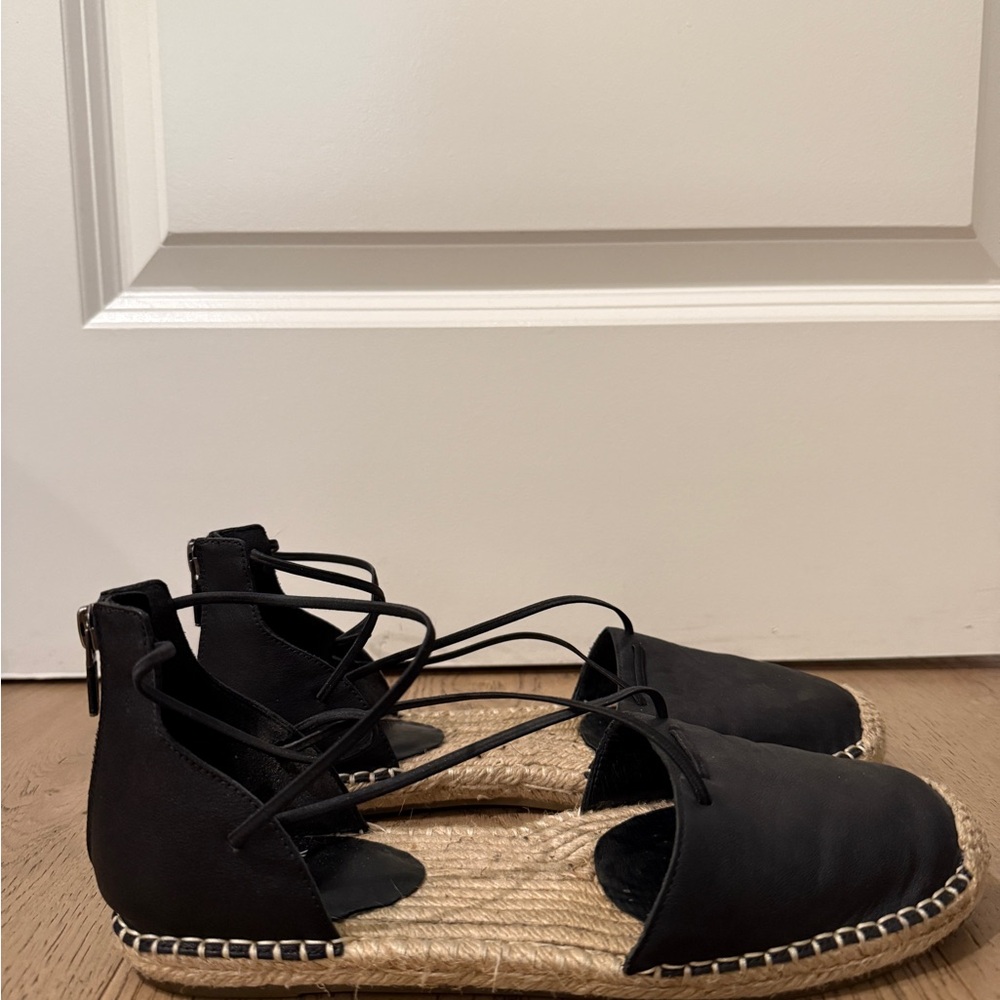Eileen Fisher Black Lace-Up Espadrilles